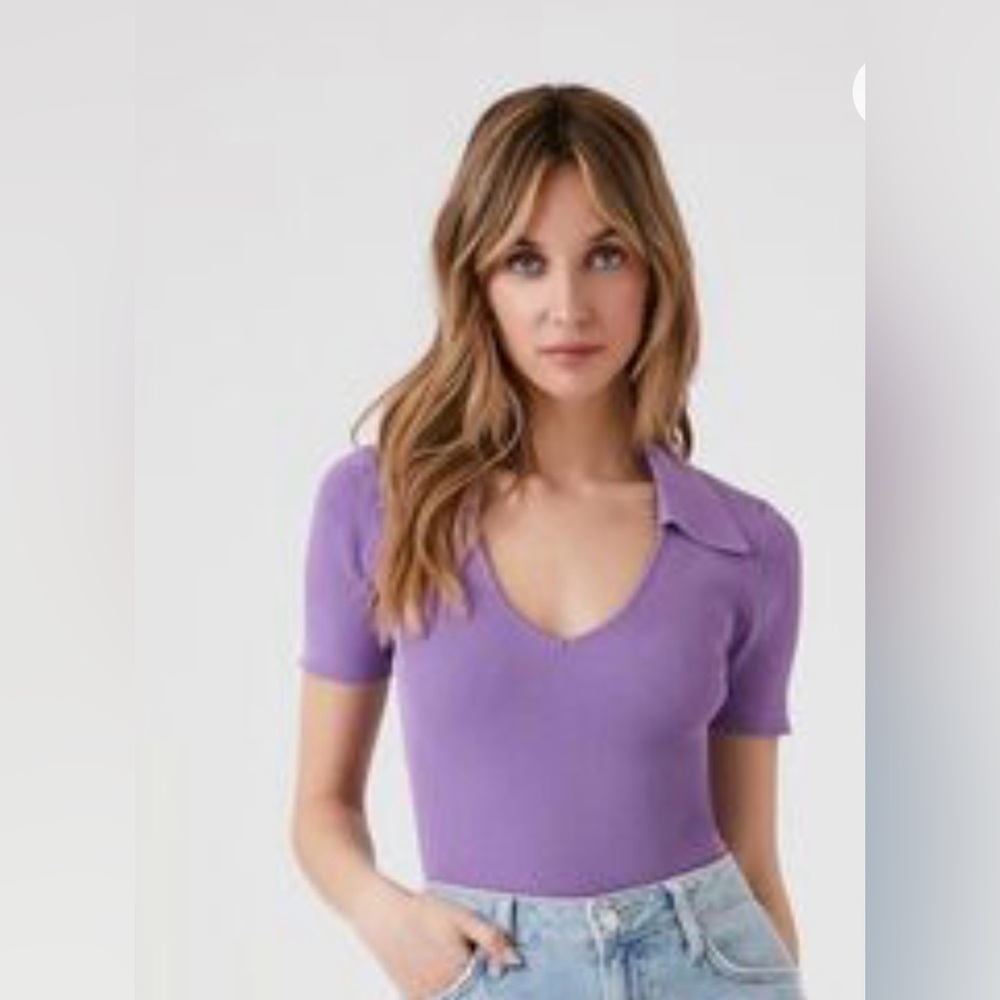 Forever 21 Lavender V-Neck Bodysuit